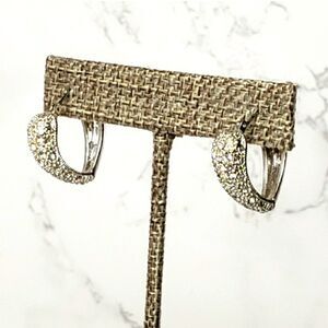 SILVER-TONE RHINESTONE Timeless Hoop Earrings